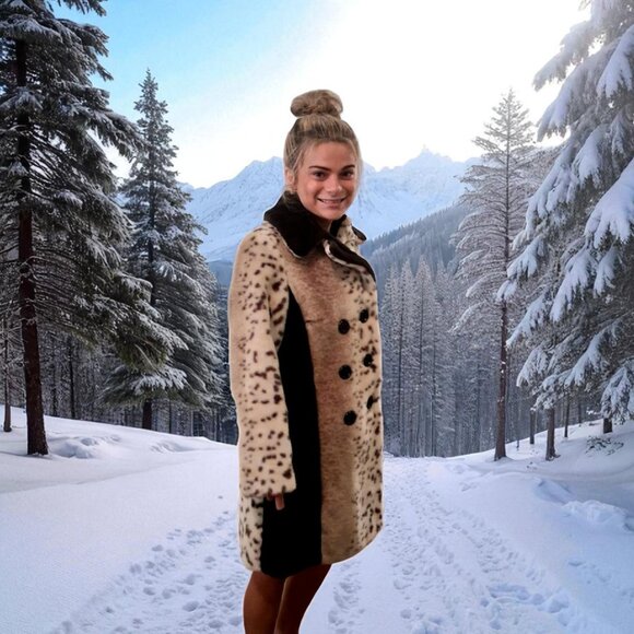 60’s Faux Fur Animal Print Double Breasted Coat by Collins & Aikman - Picture 6 of 11